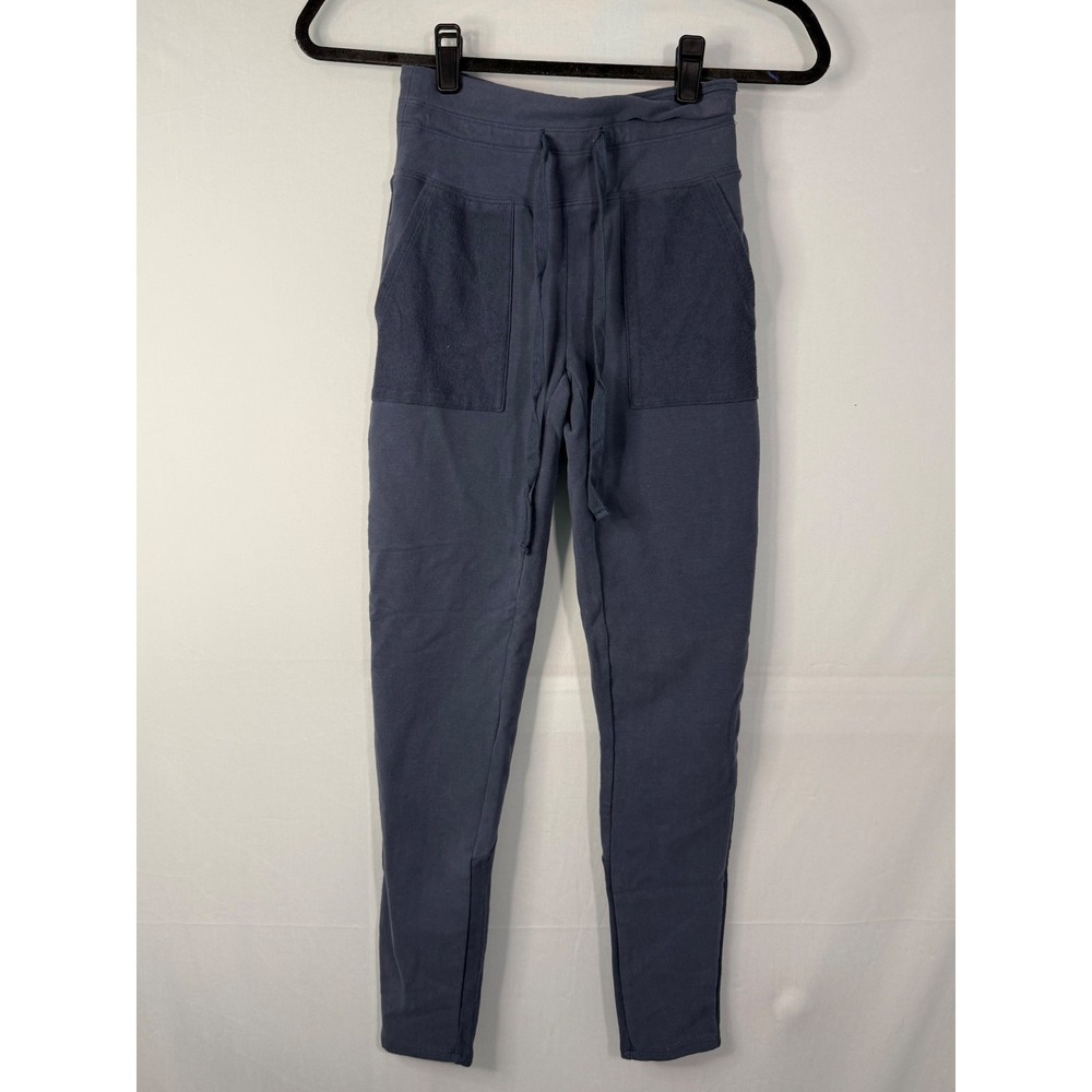 UpWest Joggers Women XS Blue Mixed Media Patch Pocket High Rise Sweatpants